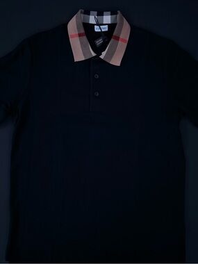 Burberry Black Polo with Signature Check Collar